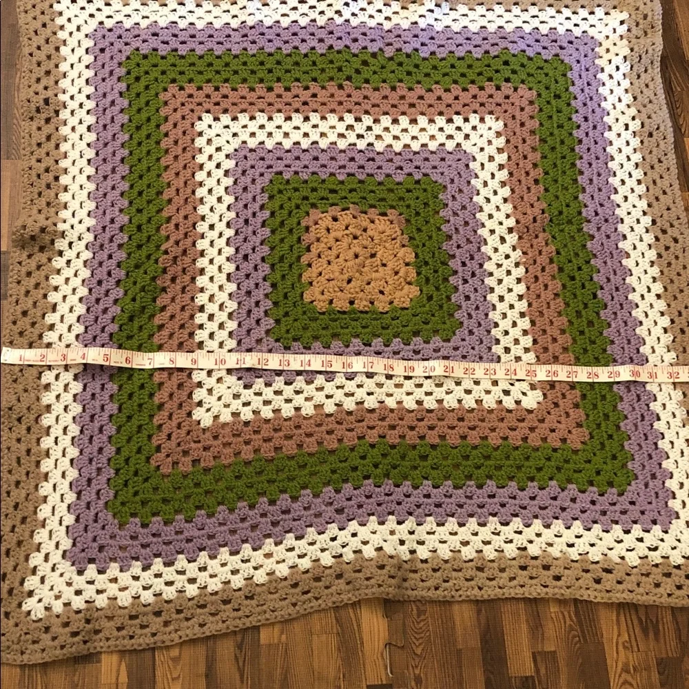 Handmade Multicolor Crochet Blanket 34 inch square